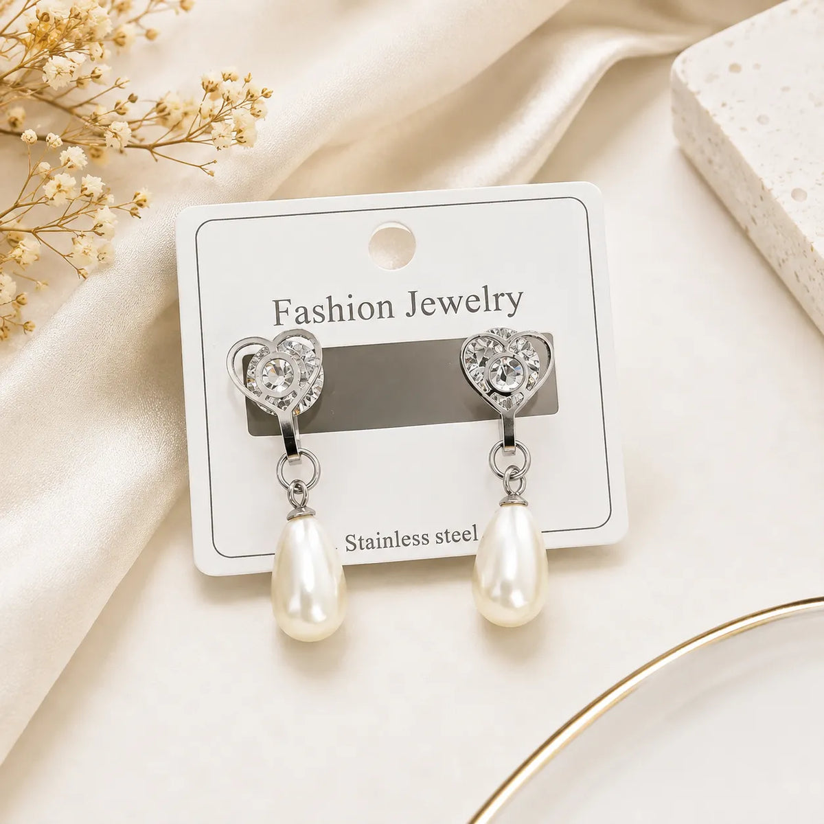 Heart Pearl Earrings -BXJ