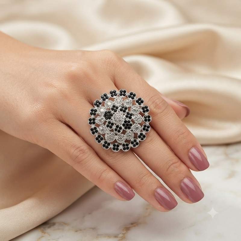 Crystals adjustable ring