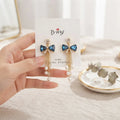 Elegant Blue Bow Tassel Earrings - Luxury Jewellery Collection - Bow Earrings - BXK