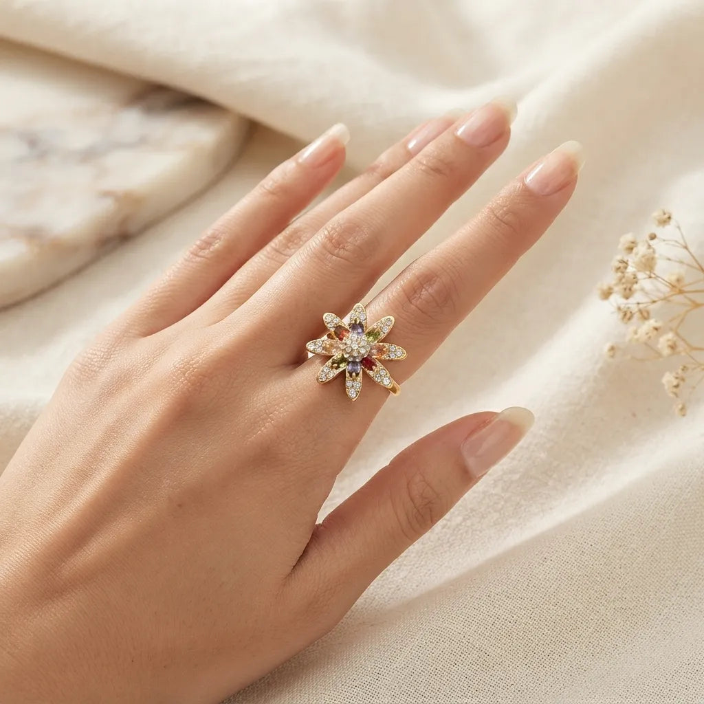 Multi Crystals ring 17 Size - BXJ