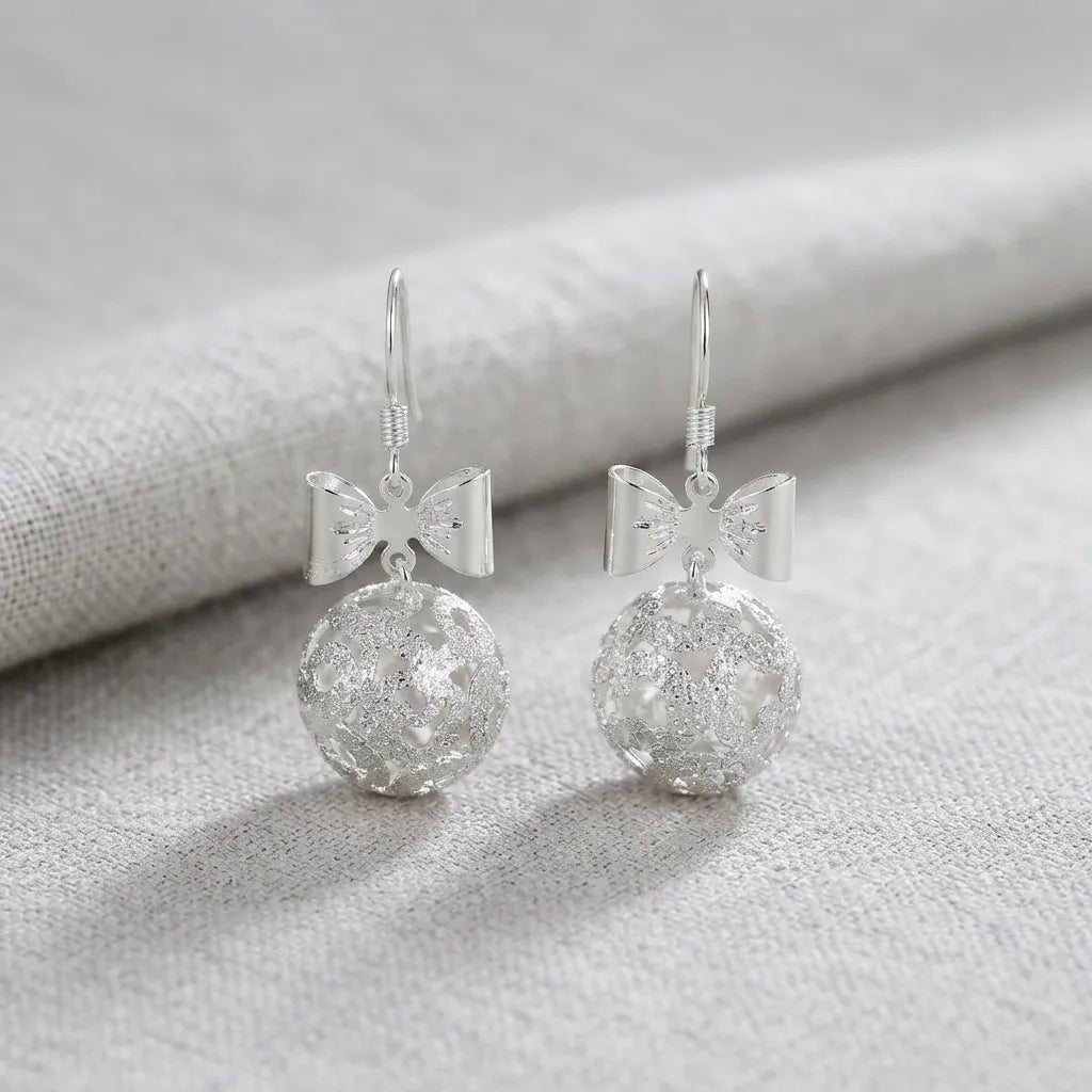 Silver Bow Earrings -BXI