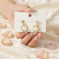 Elegant Pearl Heart Dangle Earrings | Romantic Gold Fashion Jewellery - heart Earrings - BXK