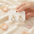 Sparkling White Bow Circle Earrings | Trendy Fashion Jewellery - Trendy earrings -BXK