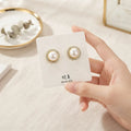 Zawere Classic Pearl and Crystal Halo Stud Earrings - Elegant Fashion Jewellery Collection Pakistan -Pearl Earrings - BXK