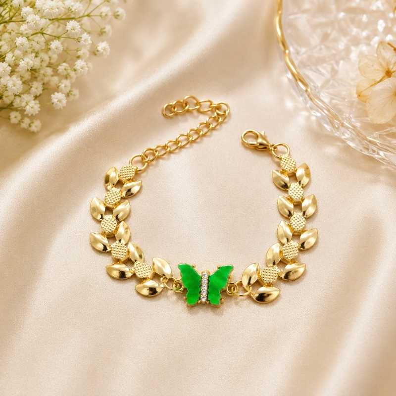 Green Butterfly Gold Bracelet