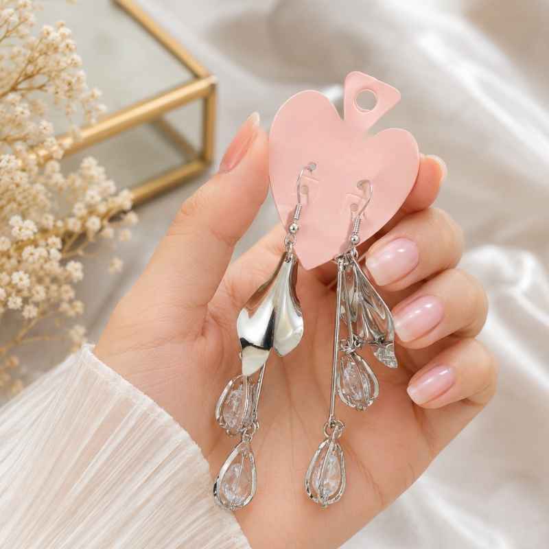Silver Tassel Drop Long Earrings for Women in Pakistan – Zawere