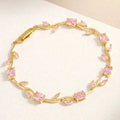 Stainless Steel Pink Tulip Bracelet
