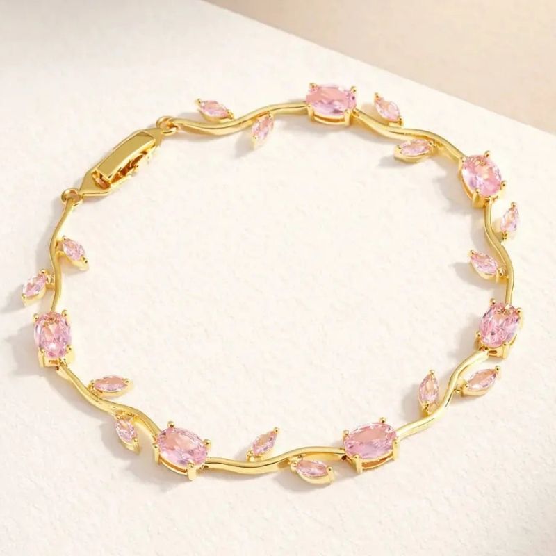 Stainless Steel Pink Tulip Bracelet