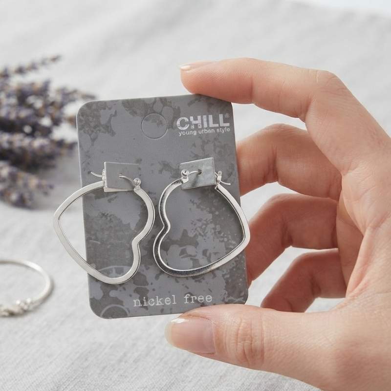 Silver Heart Earrings - BXF