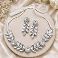 Silver Crystal Leaf Necklace Set for Women / Girl
